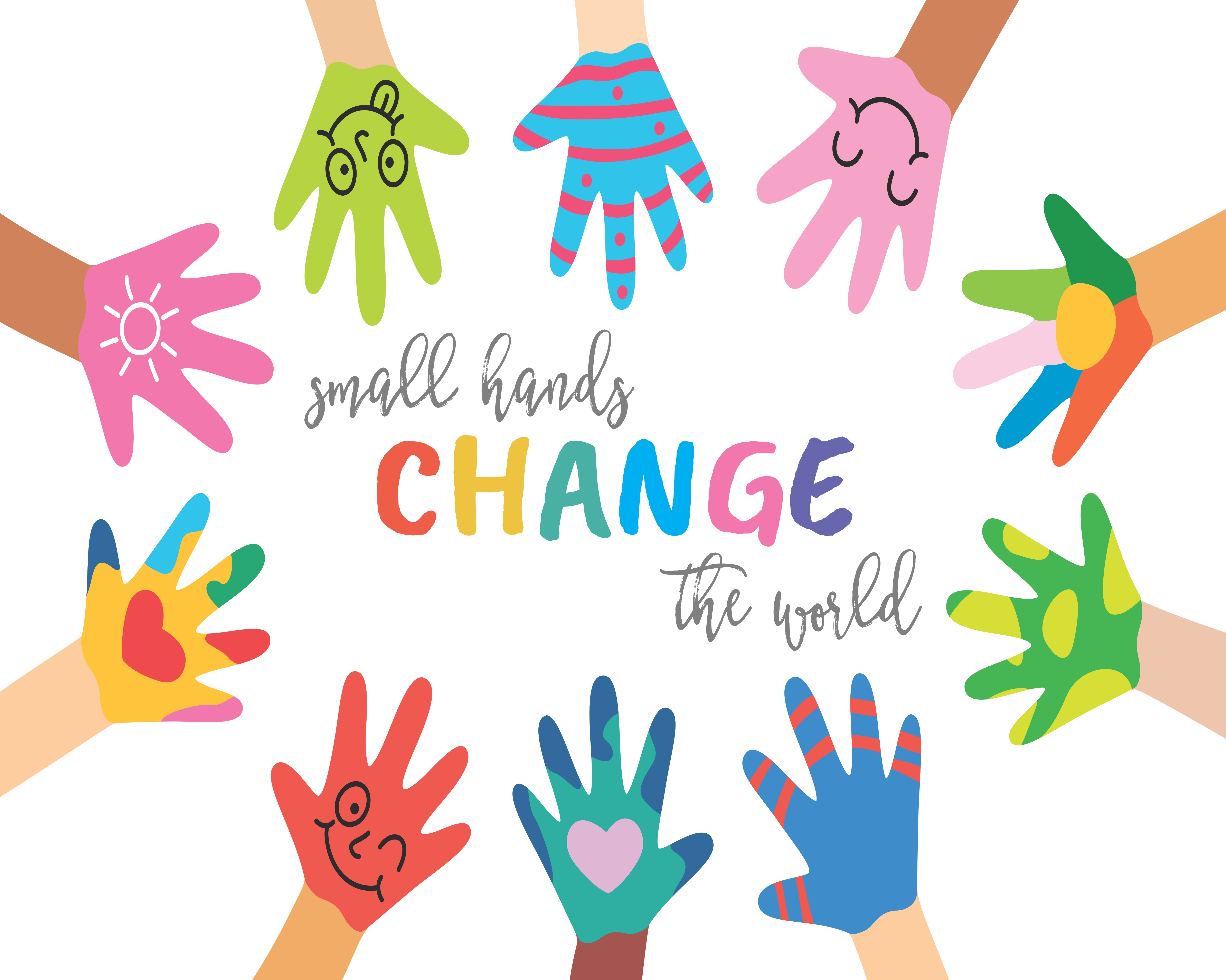 Hand Change Small Hands Change the World 16×20 – Ball Pediatrics